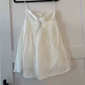 Strapless eyelet white dress